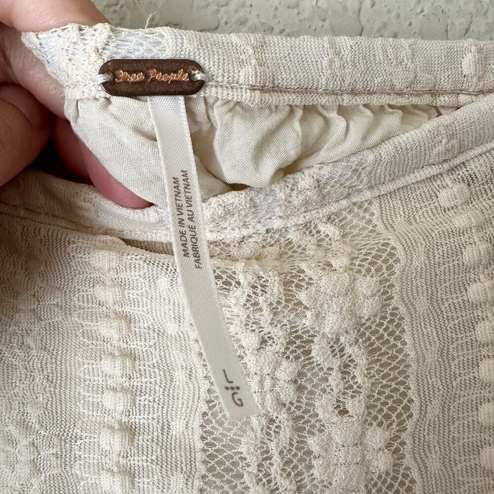 FREE PEOPLE Now & Then Maxi Skirt Cream Floral Lace Ruffled Cottagecore - Picture 11 of 15